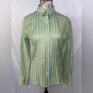 EUC: Robert Graham Striped Button-Up Shirt in Blue and Yellow (v)
